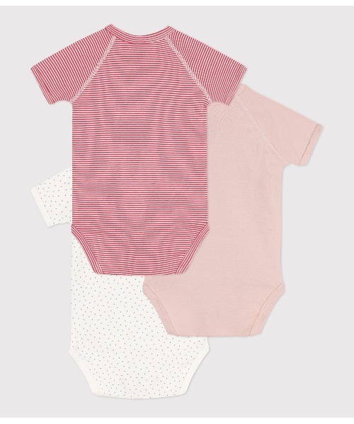 PETIT BATEAU(プチバトー)の「半袖合わせボディ3枚組(肌着・キッズ・ピンク/その他・3MONTH/6MONTH/12MONTH/NewBorn)」の3枚目の写真