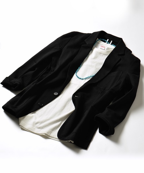 SHIPS JET BLUE(シップスジェットブルー)の「SHIPS JET BLUE(シップス ジェットブルー): アイスコットン 7スリーブ カットジャケット(Tシャツ/カットソー・メンズ・ネイビー/ブラック・SMALL/LARGE/MEDIUM)」の2枚目の写真