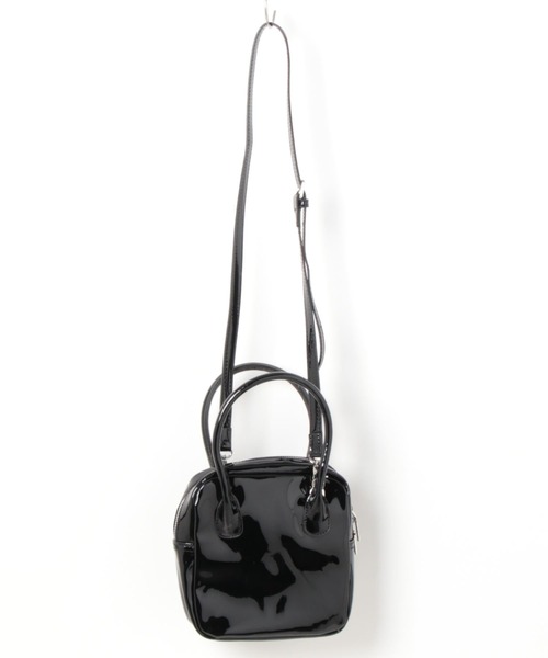 wee9s（ウィークス）の「2way square enamel shoulder bag / 2wayスクエアエナメルショルダーバッグ（ショルダーバッグ・レディース・ブラック/シルバー・FREE）」の9枚目の写真