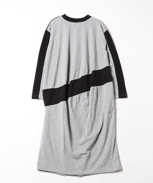 sandy（サンディー）の「sandy/裏毛リブ切替ドレープワンピース（ワンピース・レディース・杢グレー/グレイッシュベージュ・FREE）」の3枚目の写真