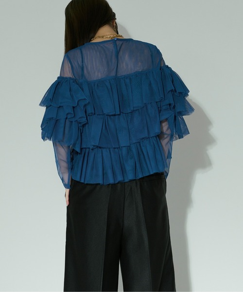 ブラウス シャツ tulle frill peplum blouse レディース MINERTE ブラウス シャツ 「MINERTE」「オケージョン」 ruffled