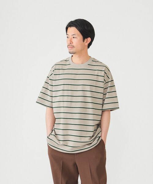 BEAMS（ビームス）の「BEAMS / ルーズ ボーダー Tシャツ（Tシャツ/カットソー・メンズ・ブラウン系その他/サックスブルー/ブラック系その他4・S/M/L/XL）」の3枚目の写真