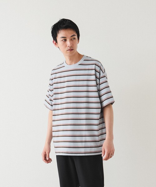 BEAMS（ビームス）の「BEAMS / ルーズ ボーダー Tシャツ（Tシャツ/カットソー・メンズ・ブラウン系その他/サックスブルー/ブラック系その他4・S/M/L/XL）」の8枚目の写真