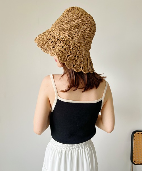 CLEA(クレア)の「クロシェ編み チューリップペーパーハット(ハット・レディース・ベージュ/アイボリー・FREE)」の13枚目の写真