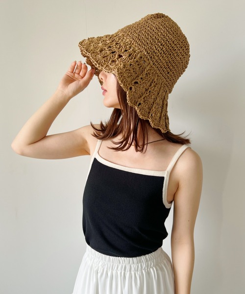 CLEA(クレア)の「クロシェ編み チューリップペーパーハット(ハット・レディース・ベージュ/アイボリー・FREE)」の12枚目の写真