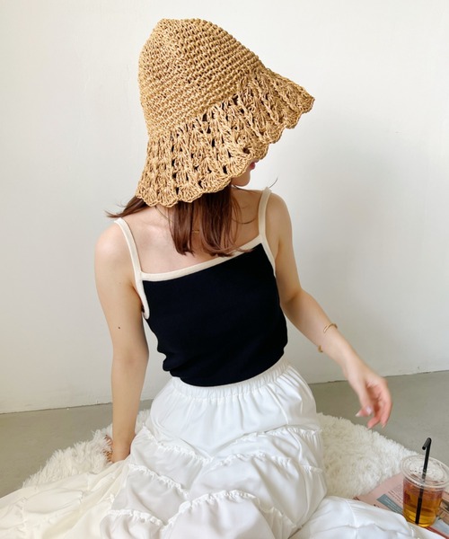 CLEA(クレア)の「クロシェ編み チューリップペーパーハット(ハット・レディース・ベージュ/アイボリー・FREE)」の14枚目の写真
