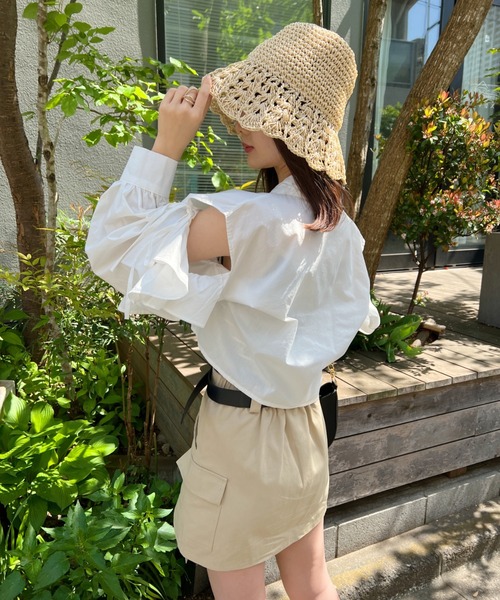 CLEA(クレア)の「クロシェ編み チューリップペーパーハット(ハット・レディース・ベージュ/アイボリー・FREE)」の9枚目の写真