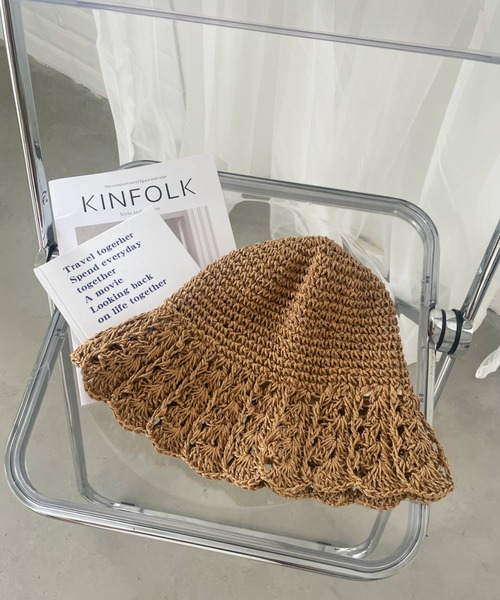 CLEA(クレア)の「クロシェ編み チューリップペーパーハット(ハット・レディース・ベージュ/アイボリー・FREE)」の21枚目の写真