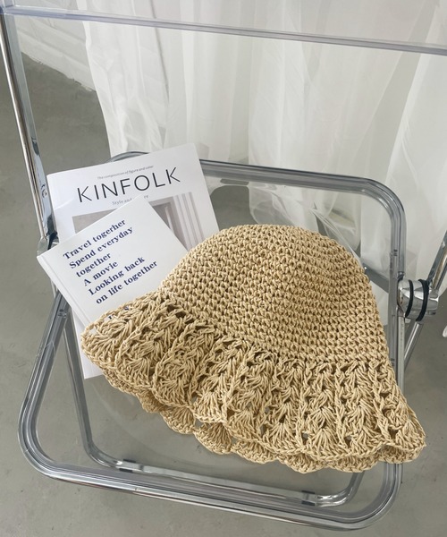 CLEA(クレア)の「クロシェ編み チューリップペーパーハット(ハット・レディース・ベージュ/アイボリー・FREE)」の22枚目の写真