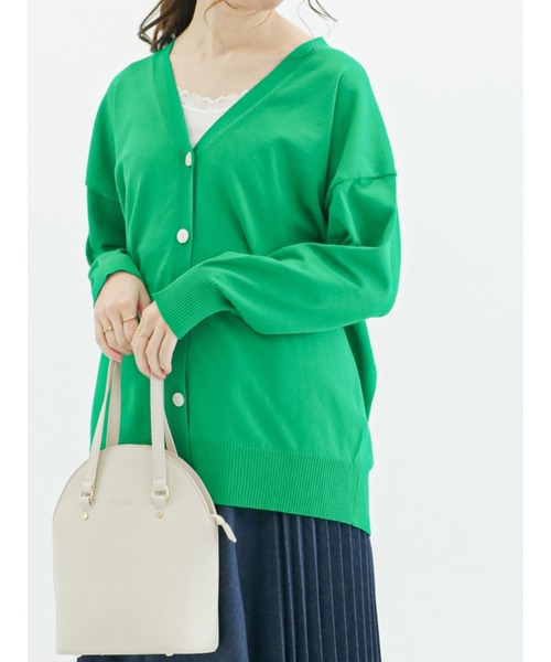 Te chichi（テチチ）の「ハイツイストVネックミドル丈カーディガン（カーディガン/ボレロ・レディース・ブラック/グリーン/ベージュ・ﾌﾘ-）」の3枚目の写真