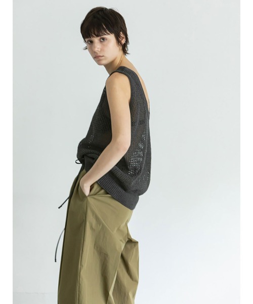 enchainement（アンシェヌマン）の「Mesh Knit Tank Top（ニット/セーター・レディース・ネイビー/ホワイト/チャコールグレー・フリー）」の4枚目の写真