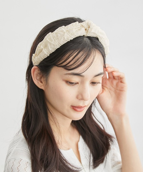ROPE' PICNIC(ロペピクニック)の「ポコポコジャガードカチューシャ(カチューシャ・レディース・キナリ/ブラック・FREE)」の1枚目の写真