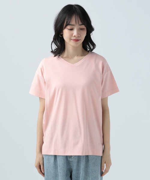 BAYFLOW（ベイフロー）の「シルケットVネックTシャツ（Tシャツ/カットソー・レディース・ベージュ/ブラック/カーキ/ベビーピンク/オフホワイト/ブルー/マスタード・SMALL/MEDIUM）」の22枚目の写真