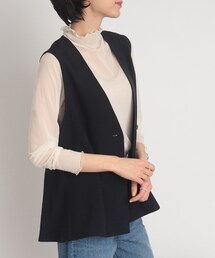 DRESKIP | 【セットアップ可/洗える】大人可愛く体型カバー！麻調ペプラムジレ(ベスト)