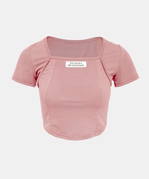 SONA（ソナ）の「Cozy＆Kitsch フロントラベルピンタックTシャツ（Tシャツ/カットソー・レディース・ピンク/ブラック/オリーブ/アイボリー・FREE）」の4枚目の写真