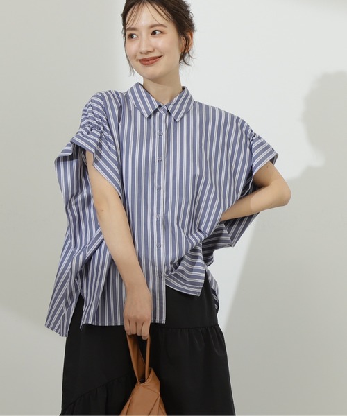 N.（N. Natural Beauty Basic）（エヌエヌナチュラルビューティーベーシック）の「◆ボクシーフォルムブラウス（シャツ/ブラウス・レディース・ブルー/ストライプ/ホワイト/ベージュ/ブルー系その他2・MEDIUM）」の5枚目の写真