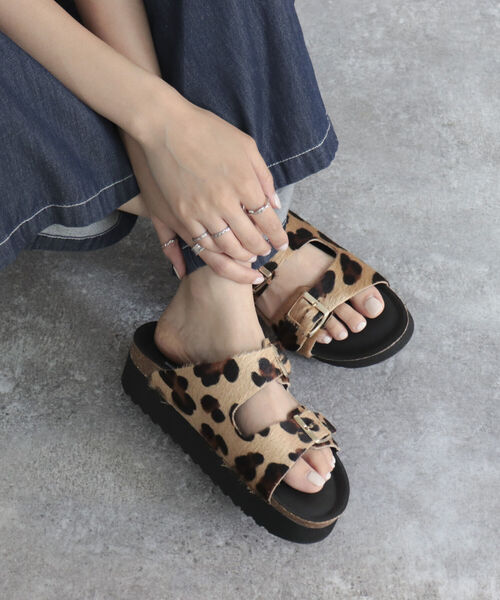 PLAKTON(プラクトン)の「【PLAKTON/プラクトン】ハラコベルト厚底サンダル(サンダル・レディース・ベージュ系その他4/ブラック・37/36)」の3枚目の写真