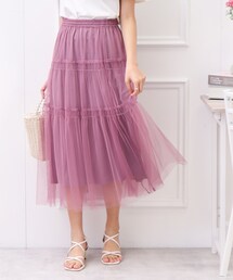 couture brooch | 【大人レディなチュールスカート】チュールティアードスカート(スカート)
