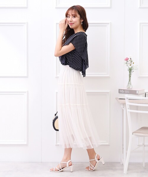 couture brooch（クチュールブローチ）の「◆【大人レディなチュールスカート】チュールティアードスカート（スカート・レディース・ブラック/パープル/オフホワイト・38/42）」の5枚目の写真