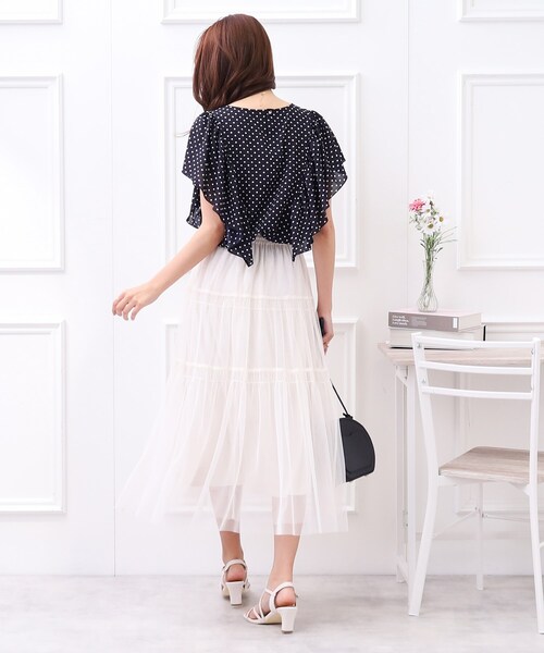 couture brooch（クチュールブローチ）の「◆【大人レディなチュールスカート】チュールティアードスカート（スカート・レディース・ブラック/パープル/オフホワイト・38/42）」の6枚目の写真