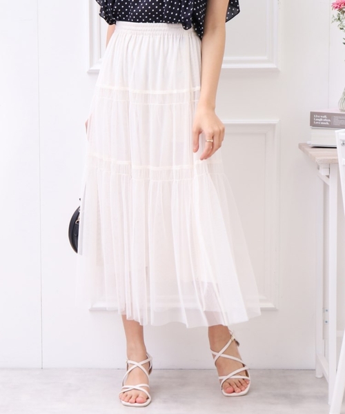 couture brooch（クチュールブローチ）の「◆【大人レディなチュールスカート】チュールティアードスカート（スカート・レディース・ブラック/パープル/オフホワイト・38/42）」の7枚目の写真