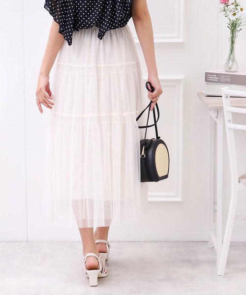 couture brooch（クチュールブローチ）の「◆【大人レディなチュールスカート】チュールティアードスカート（スカート・レディース・ブラック/パープル/オフホワイト・38/42）」の9枚目の写真