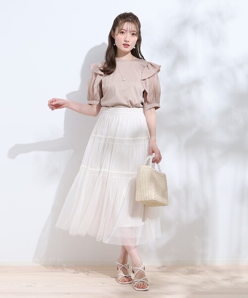 couture brooch（クチュールブローチ）の「◆【大人レディなチュールスカート】チュールティアードスカート（スカート・レディース・ブラック/パープル/オフホワイト・38/42）」の11枚目の写真