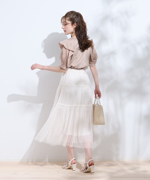 couture brooch（クチュールブローチ）の「◆【大人レディなチュールスカート】チュールティアードスカート（スカート・レディース・ブラック/パープル/オフホワイト・38/42）」の12枚目の写真