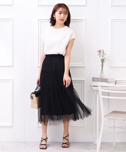 couture brooch（クチュールブローチ）の「◆【大人レディなチュールスカート】チュールティアードスカート（スカート・レディース・ブラック/パープル/オフホワイト・38/42）」の16枚目の写真