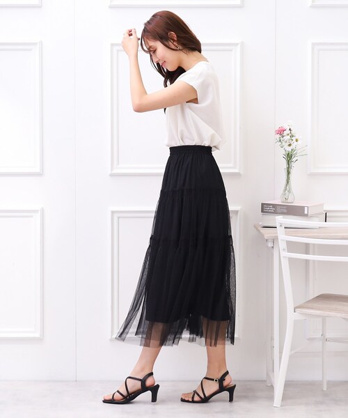 couture brooch（クチュールブローチ）の「◆【大人レディなチュールスカート】チュールティアードスカート（スカート・レディース・ブラック/パープル/オフホワイト・38/42）」の17枚目の写真