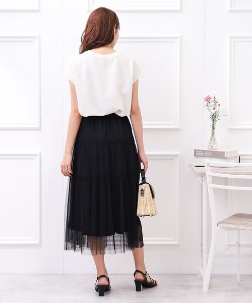 couture brooch（クチュールブローチ）の「◆【大人レディなチュールスカート】チュールティアードスカート（スカート・レディース・ブラック/パープル/オフホワイト・38/42）」の18枚目の写真