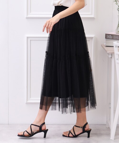 couture brooch（クチュールブローチ）の「◆【大人レディなチュールスカート】チュールティアードスカート（スカート・レディース・ブラック/パープル/オフホワイト・38/42）」の20枚目の写真