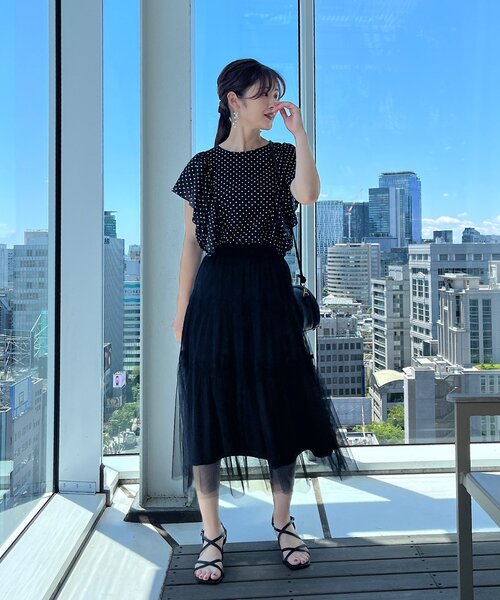 couture brooch（クチュールブローチ）の「◆【大人レディなチュールスカート】チュールティアードスカート（スカート・レディース・ブラック/パープル/オフホワイト・38/42）」の22枚目の写真