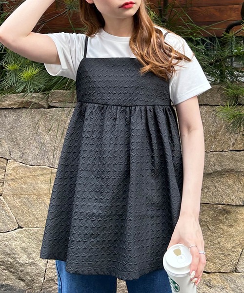 INGNI（イング）の「ぽこぽこキャミチュニック（その他トップス・レディース・アイボリー/ブラック・M）」の2枚目の写真