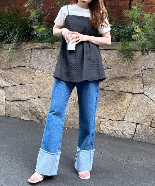 INGNI（イング）の「ぽこぽこキャミチュニック（その他トップス・レディース・アイボリー/ブラック・M）」の4枚目の写真