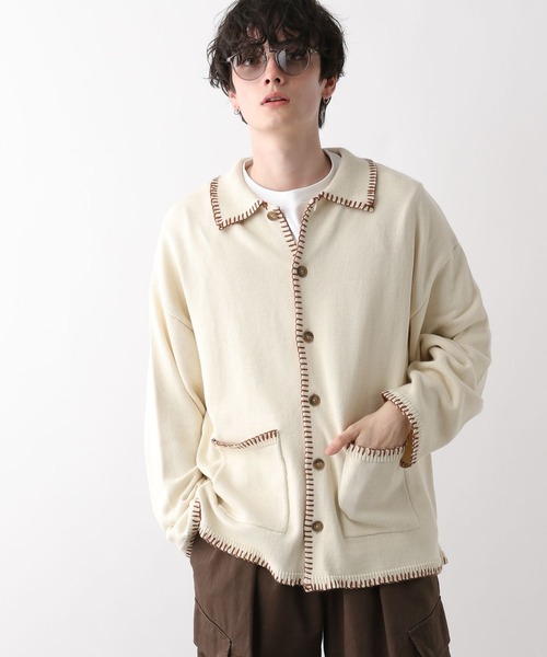 RAGEBLUE（レイジブルー）の「ハンドステッチ/シャツカーディガン（カーディガン/ボレロ・メンズ・ホワイト/ブラック/イエロー/ブルー・MEDIUM/LARGE）」の17枚目の写真