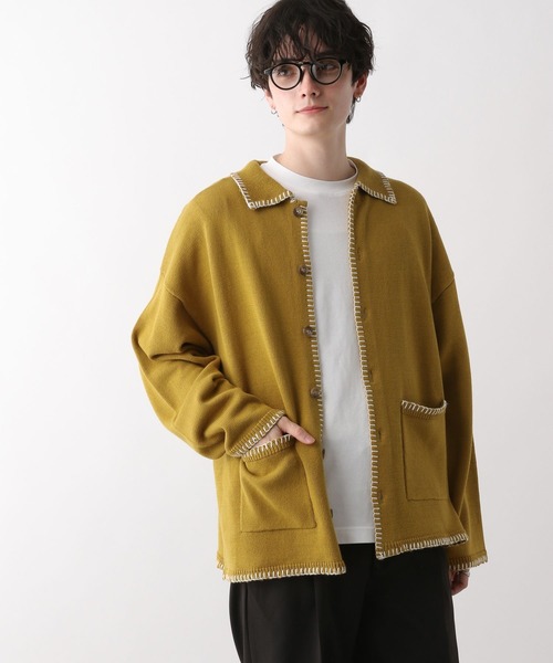 RAGEBLUE（レイジブルー）の「ハンドステッチ/シャツカーディガン（カーディガン/ボレロ・メンズ・ホワイト/ブラック/イエロー/ブルー・MEDIUM/LARGE）」の9枚目の写真