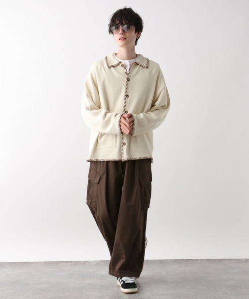 RAGEBLUE（レイジブルー）の「ハンドステッチ/シャツカーディガン（カーディガン/ボレロ・メンズ・ホワイト/ブラック/イエロー/ブルー・MEDIUM/LARGE）」の18枚目の写真