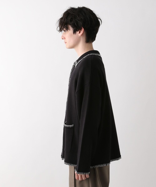 RAGEBLUE（レイジブルー）の「ハンドステッチ/シャツカーディガン（カーディガン/ボレロ・メンズ・ホワイト/ブラック/イエロー/ブルー・MEDIUM/LARGE）」の8枚目の写真