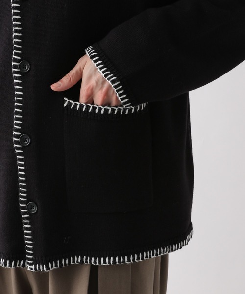 RAGEBLUE（レイジブルー）の「ハンドステッチ/シャツカーディガン（カーディガン/ボレロ・メンズ・ホワイト/ブラック/イエロー/ブルー・MEDIUM/LARGE）」の7枚目の写真
