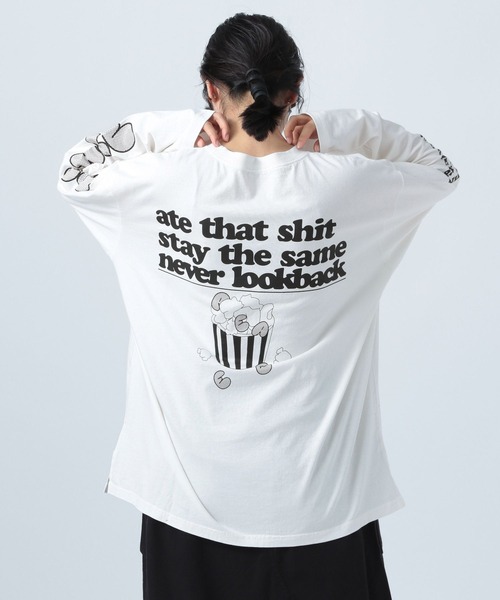 BAYFLOW(ベイフロー)の「グラフィックロングTシャツ(Tシャツ/カットソー・レディース・オフホワイト/チャコール/パープル・FREE)」の6枚目の写真