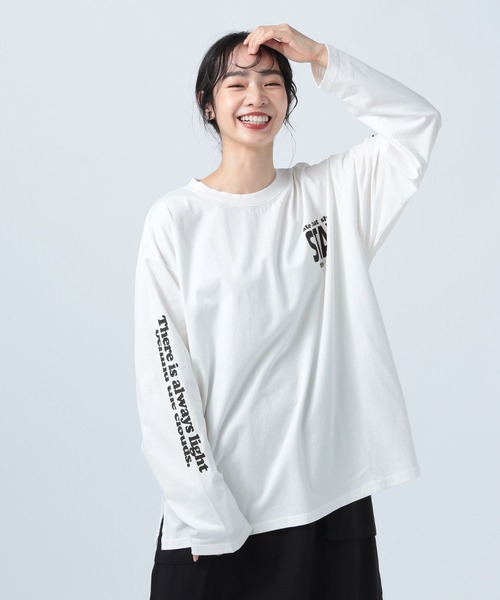 BAYFLOW(ベイフロー)の「グラフィックロングTシャツ(Tシャツ/カットソー・レディース・オフホワイト/チャコール/パープル・FREE)」の8枚目の写真