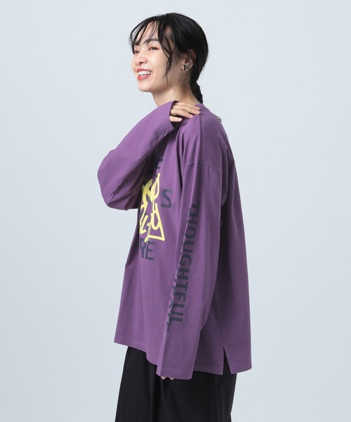 BAYFLOW(ベイフロー)の「グラフィックロングTシャツ(Tシャツ/カットソー・レディース・オフホワイト/チャコール/パープル・FREE)」の13枚目の写真