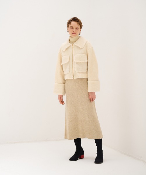 【美品】ランバンオンブルー　ブルゾン LANVIN en Bleu（ランバンオンブルー）の「ボアショートブルゾン