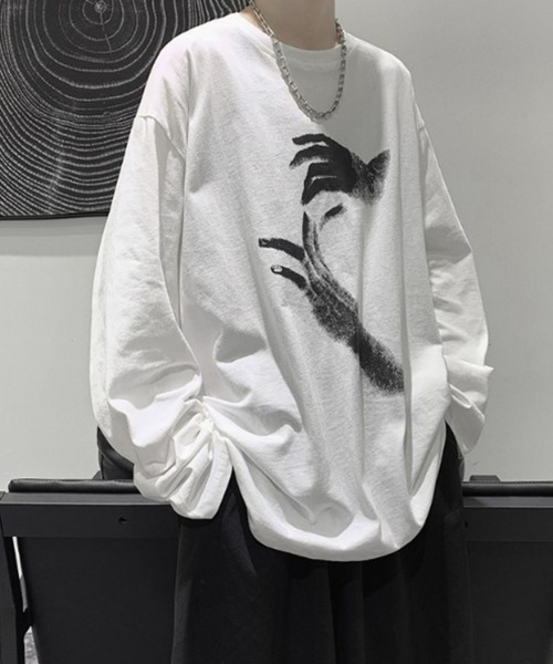 Anchor Smith（アンカー スミス）の「ビッグシルエット デザインプリント 長袖Tシャツ（Tシャツ/カットソー・メンズ・ブラック系3/ホワイト系3/グレー系4/ブラック系2/ブラック系4/ブラック系1/ホワイト系2/ホワイト系4/ホワイト系1/グレー系1/グレー系2/ホワイト/スミクロ/パープル/ブラック/ブルーグリーン・XL/M/L）」の3枚目の写真