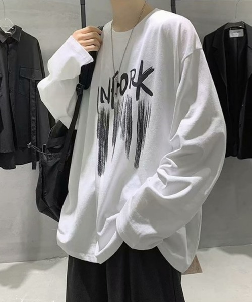 Anchor Smith（アンカー スミス）の「ビッグシルエット デザインプリント 長袖Tシャツ（Tシャツ/カットソー・メンズ・ブラック系3/ホワイト系3/グレー系4/ブラック系2/ブラック系4/ブラック系1/ホワイト系2/ホワイト系4/ホワイト系1/グレー系1/グレー系2/ホワイト/スミクロ/パープル/ブラック/ブルーグリーン・XL/M/L）」の4枚目の写真