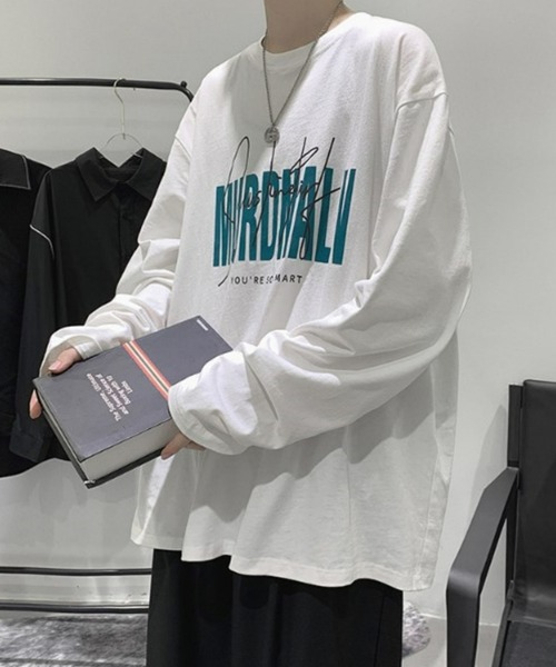 Anchor Smith（アンカー スミス）の「ビッグシルエット デザインプリント 長袖Tシャツ（Tシャツ/カットソー・メンズ・ブラック系3/ホワイト系3/グレー系4/ブラック系2/ブラック系4/ブラック系1/ホワイト系2/ホワイト系4/ホワイト系1/グレー系1/グレー系2/ホワイト/スミクロ/パープル/ブラック/ブルーグリーン・XL/M/L）」の5枚目の写真