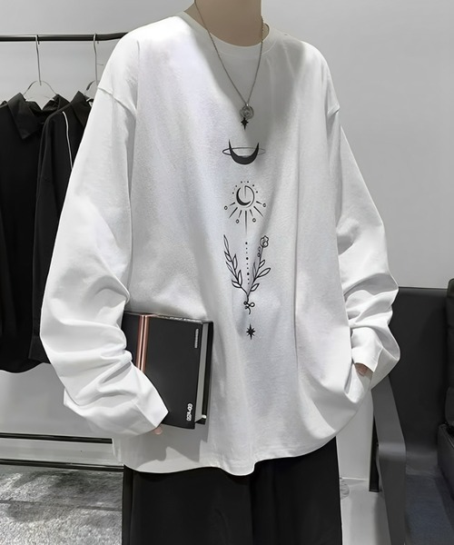 Anchor Smith（アンカー スミス）の「ビッグシルエット デザインプリント 長袖Tシャツ（Tシャツ/カットソー・メンズ・ブラック系3/ホワイト系3/グレー系4/ブラック系2/ブラック系4/ブラック系1/ホワイト系2/ホワイト系4/ホワイト系1/グレー系1/グレー系2/ホワイト/スミクロ/パープル/ブラック/ブルーグリーン・XL/M/L）」の6枚目の写真