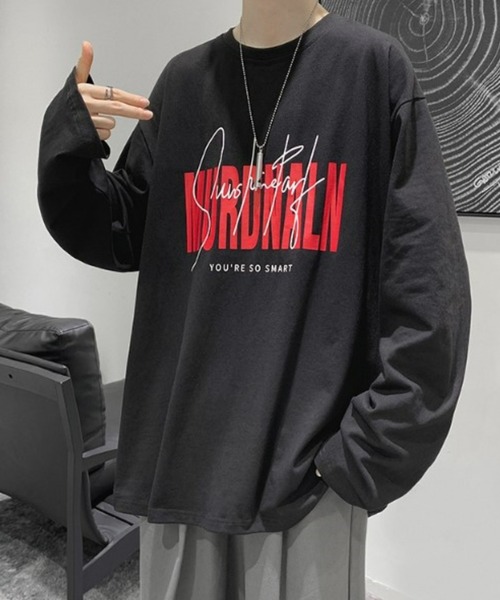Anchor Smith（アンカー スミス）の「ビッグシルエット デザインプリント 長袖Tシャツ（Tシャツ/カットソー・メンズ・ブラック系3/ホワイト系3/グレー系4/ブラック系2/ブラック系4/ブラック系1/ホワイト系2/ホワイト系4/ホワイト系1/グレー系1/グレー系2/ホワイト/スミクロ/パープル/ブラック/ブルーグリーン・XL/M/L）」の10枚目の写真