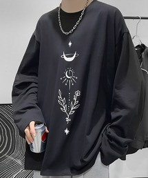 ビッグシルエット デザインプリント 長袖Tシャツ